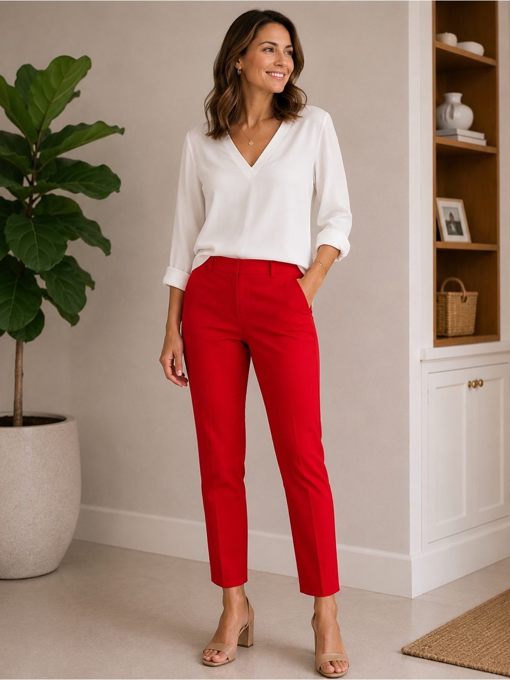 Gap Women's Red Slim Cropped Dress Pants size 4